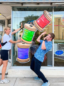 A Whimsical Window Art for a New Quilt Shop