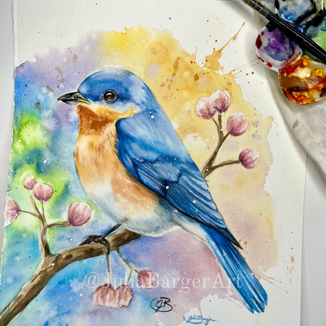 “Bluebird Melody” Original Watercolor Painting