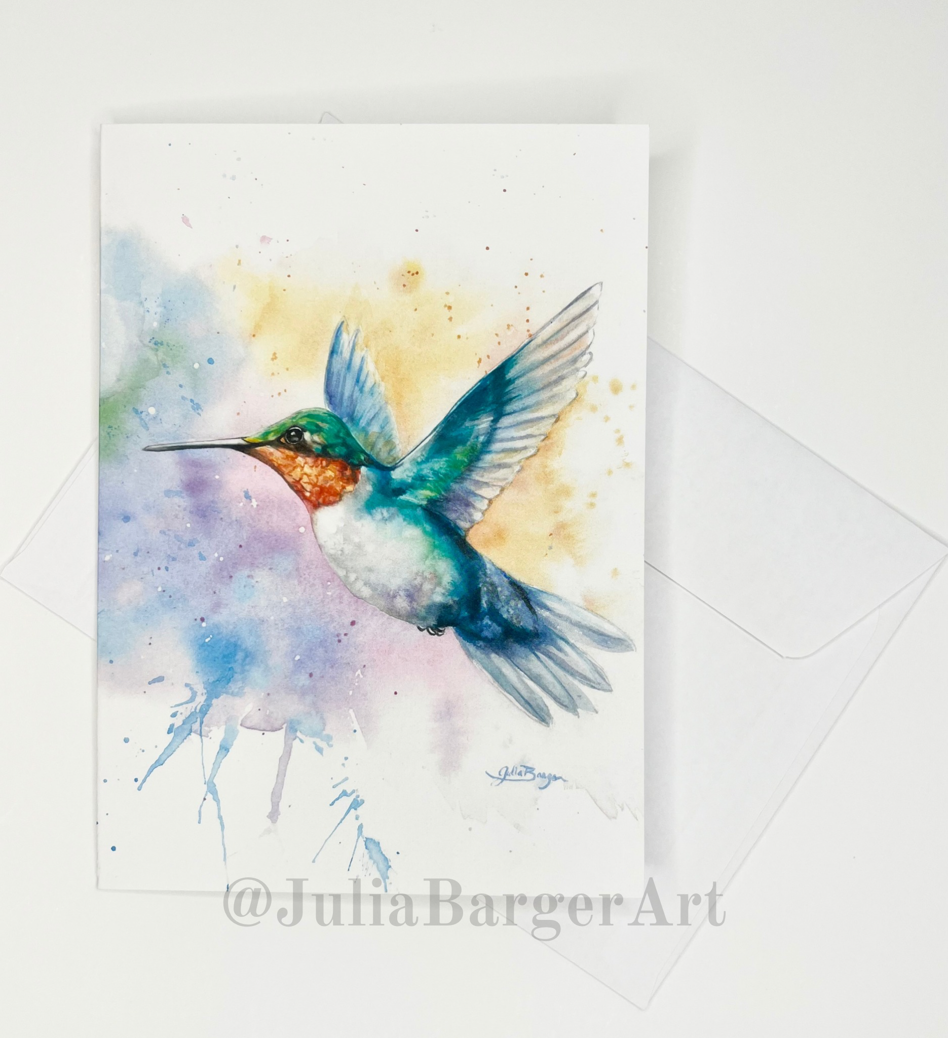 Watercolor Hummingbird Greeting Card front