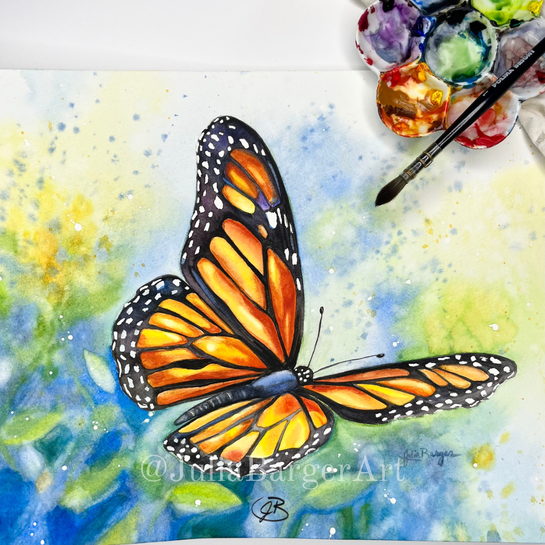 “Monarch in Summer Splendor” Original Watercolor Painting